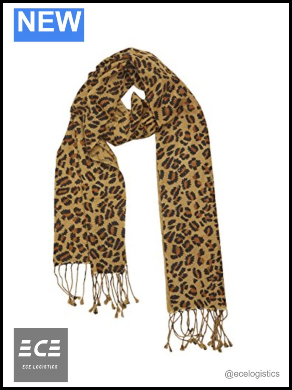 Cashmere Silk Leopard Print Scarf Hand Printed 12x60 Wrap